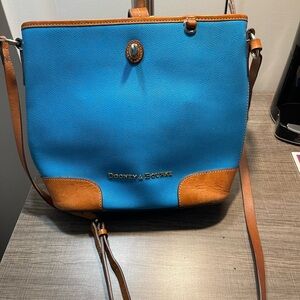 Dooney & Bourke Vibrant Blue and Tan Shoulder Bag
